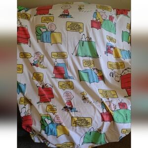 Vintage Peanuts Snoopy Happiness Love Is Twin Fitted Sheet Charlie Brown Linus